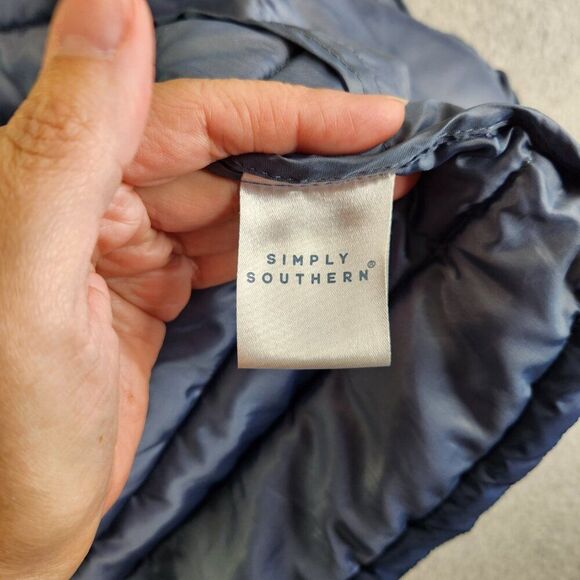 Simply Southern Vest Mens S Blue Two Tone Puffer Quilted Western Cowboy Ranch - Picture 9 of 14